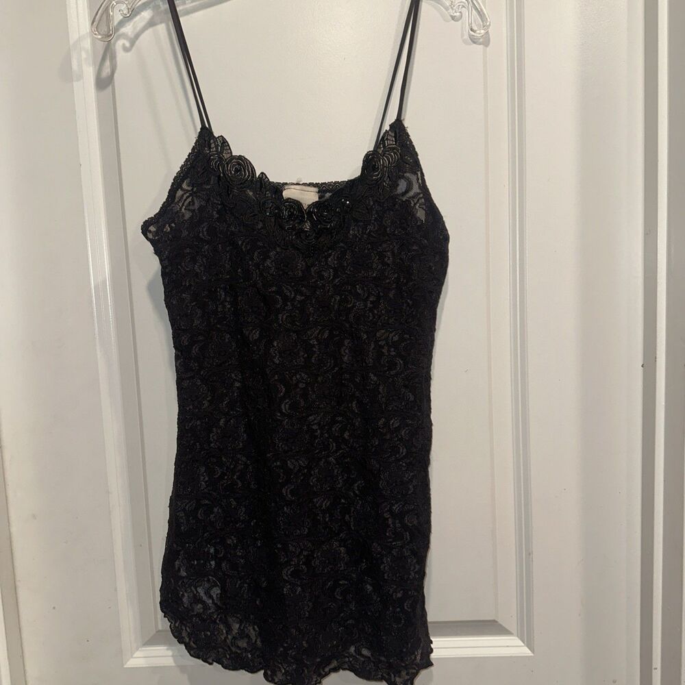 Y2K Tank Black Cami Lace Coquette Whimsigoth Fairy Grunge Dainty Small Romantic